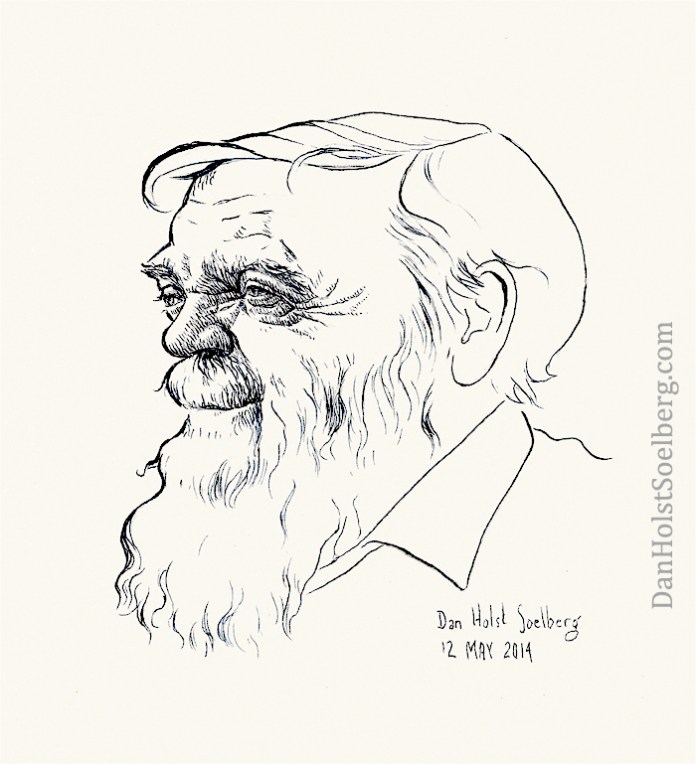 Farley Mowat caricature by Dan Holst Soelberg