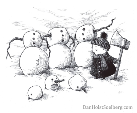 Headless snowmen greeting card by Dan Holst Soelberg