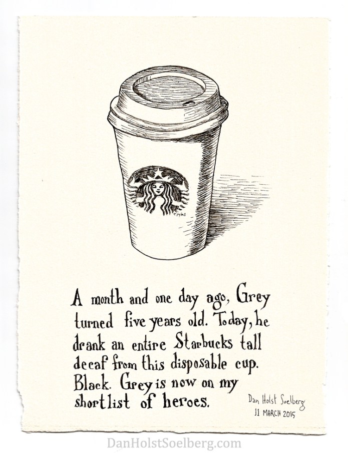 Grey's first coffee drawing by Dan Holst Soelberg
